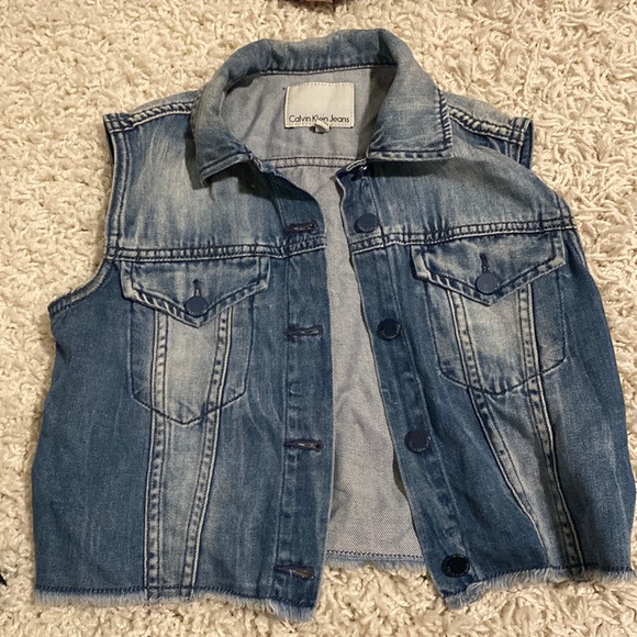 Calvin Klein Jeans Jackets & Coats Womens Cropped Denim Vest Poshmark